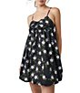 Color:Black - Image 1 - In A Bubble Floral Print Sweetheart Neck Sleeveless Mini Dress