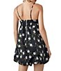 Color:Black - Image 2 - In A Bubble Floral Print Sweetheart Neck Sleeveless Mini Dress