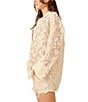 Color:Tea - Image 4 - In Your Dreams Floral Lace Point Collared Button Down Long Sleeve Top