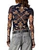 Free People Jessa Printed Turtle Neck Long Sleeve Mesh Top - Image 2