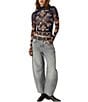 Free People Jessa Printed Turtle Neck Long Sleeve Mesh Top - Image 4