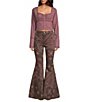 Color:Roan Rouge - Image 3 - Joi Woven Square Neck Long Sleeve Smocked Button Front Cropped Blouse