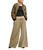 Free People Julien Low Rise Wide Leg Drawstring Chino Trouser Pants, Color:Chinchilla - Image 4