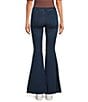 Color:Rich Blue - Image 2 - Just Float On Flare Bell Bottom High Rise Raw Hem Jeans