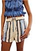 Free People Kalli Yarn-Dyed Stripe Pull-On Shorts, Color:Sand Combo - Image 5