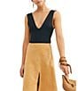 Free People Keep It Sleek V-Neck Sleeveless Bodysuit, Color:Black - Image 1