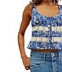 Color:Blue Combo - Image 4 - Kianna Floral Print Lace Scoop Neck Sleeveless Tank