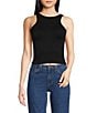 Color:Black - Image 1 - Knit Clean Lines High Neck Sleeveless Camisole