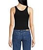 Color:Black - Image 2 - Knit Clean Lines High Neck Sleeveless Camisole