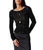 Free People Leading The Way Sequin-Covered Boat Neck Long Sleeve Top - Image 1