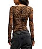 Free People Lilly Printed Boat Neck Long Sleeve Mesh Top - Image 2