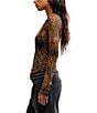 Free People Lilly Printed Boat Neck Long Sleeve Mesh Top - Image 4