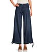 Color:Juno - Image 1 - Lotus Mid Rise Cinched-Tie Wide Leg Banded Ankle Jeans