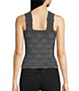 Color:Black - Image 2 - Love Letter Jacquard Floral Square Neck Sleeveless Wide Strap Cami