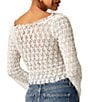 Color:White - Image 2 - Madison Sheer Lace Square Neck Long Bell Sleeve Top