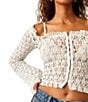 Color:White - Image 4 - Madison Sheer Lace Square Neck Long Bell Sleeve Top