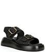 Color:Black - Image 1 - Mandi Raffia Buckle Chunky Platform Sandals