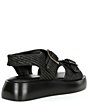 Color:Black - Image 2 - Mandi Raffia Buckle Chunky Platform Sandals