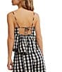 Free People Mia Woven Plaid Square Neck Sleeveless Pleated Peplum Coordinating Tank Top, Color:Black Combo - Image 2