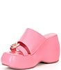 Color:Watermelon - Image 4 - Mila Minimal Leather Wedge Platform Sandals