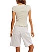 Free People Most Wanted Crew Neckline Cap Sleeve Button Front Cardigan, Color:Ivory - Image 2