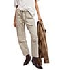 Free People Moxie Low Rise Pull-On Oversized Patch Pockets Barrel Jeans, Color:Jetty - Image 1