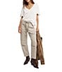 Free People Moxie Low Rise Pull-On Oversized Patch Pockets Barrel Jeans, Color:Jetty - Image 3