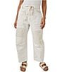 Free People Moxie Low Slung Pull-On Barrel Jeans, Color:White - Image 1