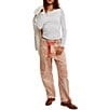 Free People Moxie Railroad Stripe Print Patch Pocket Straight Leg Pant, Color:Citrus - Image 4