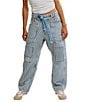 Free People Moxie Railroad Stripe Print Patch Pocket Straight Leg Pant, Color:Dark Slate - Image 1