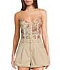 Free People Night Rhythm Printed Sweetheart Neck Bodysuit, Color:Vintage Combo - Image 1