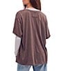 Free People Nina Short Sleeve Raw Edge Crew Neck Boxy Tee Shirt - Image 2
