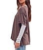 Free People Nina Short Sleeve Raw Edge Crew Neck Boxy Tee Shirt - Image 3