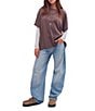 Free People Nina Short Sleeve Raw Edge Crew Neck Boxy Tee Shirt - Image 4