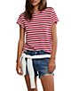 Free People Nora Stripe Print Crew Neck Short Sleeve Tee - Image 5