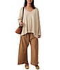 Color:Almond - Image 3 - Orion V-Neck Long Sleeve A-Line Tunic