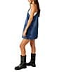 Free People Overall Square Neck Sleeveless Front Pocket Mini Dress, Color:Sapphire Wash - Image 3