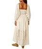 Color:Tea - Image 2 - Perfect Storm Square Neck Long Sleeve Embroidered Midi Dress