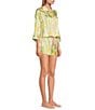 Color:Lily Combo - Image 3 - Pillow Talk Floral Printed Button-Front Satin Pajama Set