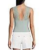 Color:Blue Surf - Image 2 - Power Play Plunging V-Neck Ribbed Cropped Cami