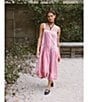 Free People Primavera Stripe Square Neck Sleeveless Midi Shift Dress, Color:Strawberry Combo - Image 4
