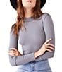 Color:Grey Haze - Image 1 - Rickie Ribbed Knit Mock Neck Long Sleeve Top