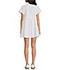 Color:White - Image 2 - Ronnie Poplin Collar Neck Short Sleeve Mini Dress