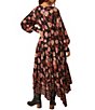 Color:Black Combo - Image 2 - Rows Of Roses Floral Print V-Neck Long Sleeve Maxi Dress