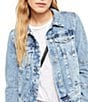 Color:Indigo Blue - Image 4 - Rumors Point Collar Long Sleeve Button Front Relaxed Denim Jacket