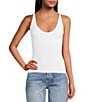 Color:White - Image 1 - Seamless Form Fitting Sleeveless Scoop Neck Cami