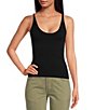 Color:Black - Image 1 - Seamless Form Fitting Sleeveless Scoop Neck Cami