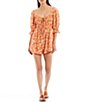 Color:Original Combo - Image 1 - Show Me Love Floral Print Square Neck 3/4 Puff Sleeve Ruched Tie Front Romper
