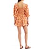 Color:Original Combo - Image 2 - Show Me Love Floral Print Square Neck 3/4 Puff Sleeve Ruched Tie Front Romper