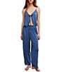 Free People Sleepless Summer Soft Knit Sleeveless V-Neck Pant Set - Image 1